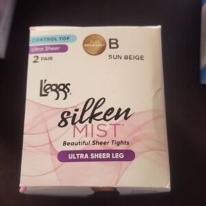 L'Eggs Silken Mist Silky Sheer Leg Control Top Sheer Toe Pantyhose,Sun Beige 10